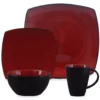 Red Soho Square 16-Piece Dinnerware Set 1 Red Soho Square 16-Piece Dinnerware Set -Cheap Home Store 320018874