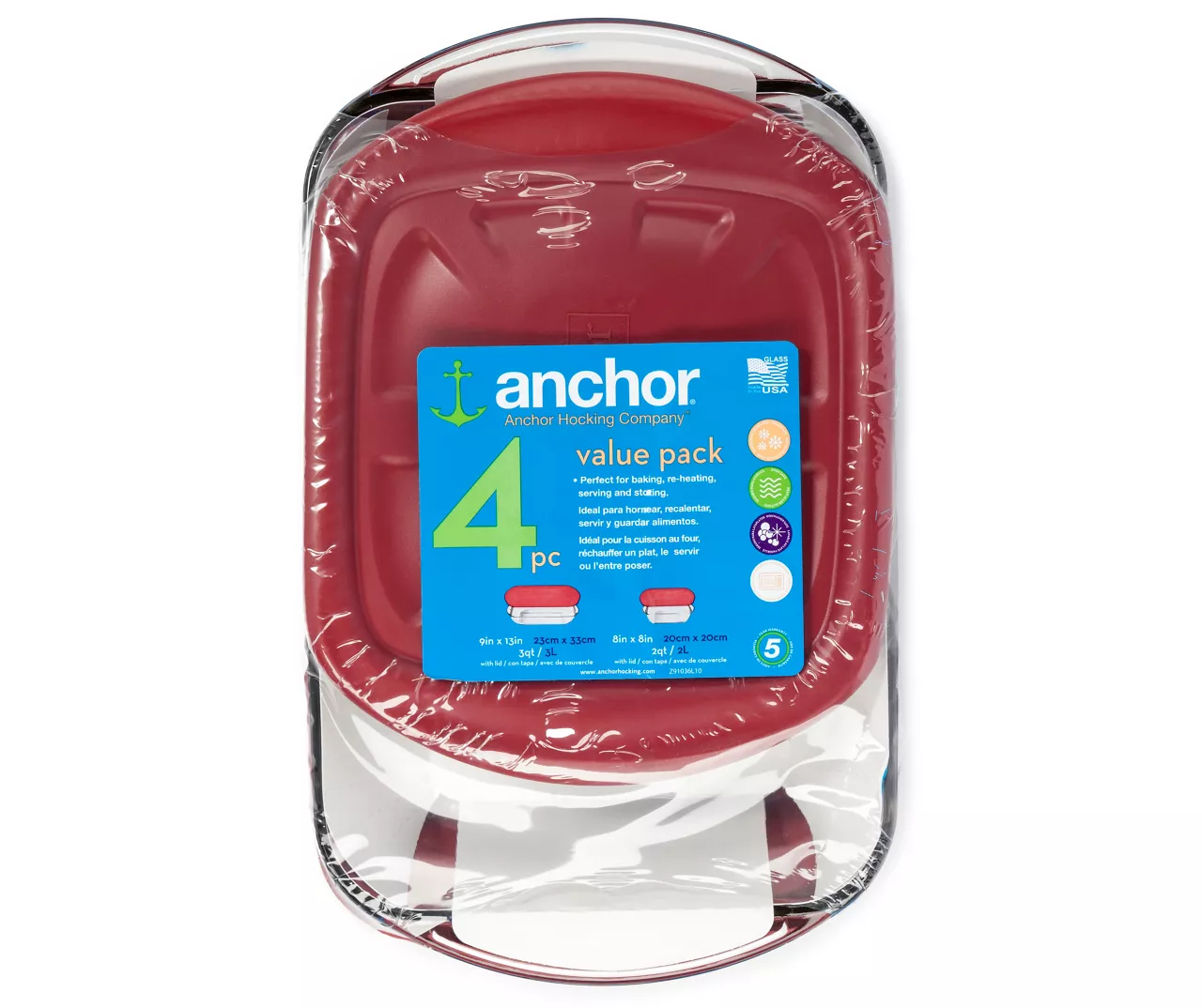 Value Pack Glass Bake Set With Lids, 4-Piece 4 Value Pack Glass Bake Set With Lids, 4-Piece - Image 2