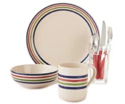 Multi-Color Band 28-Piece Dinnerware Set