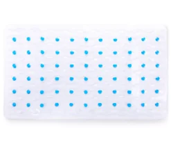 Non-Slip Semi-Brushed Bath Shower And Tub Mat With Suction Cups, Clear Blue