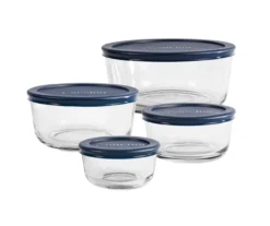 Navy Blue 8-Piece Glass Container Set