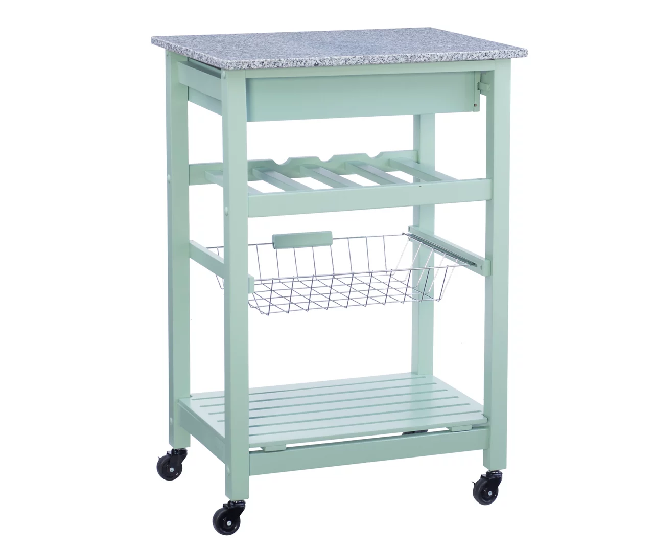 Smith Granite Top Kitchen Cart With Storage Basket 22 Smith Granite Top Kitchen Cart With Storage Basket - Image 20