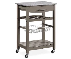Smith Granite Top Kitchen Cart With Storage Basket 24 Smith Granite Top Kitchen Cart With Storage Basket -Cheap Home Store 810389660 1
