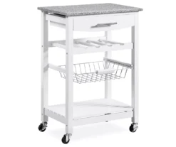 Smith Granite Top Kitchen Cart With Storage Basket