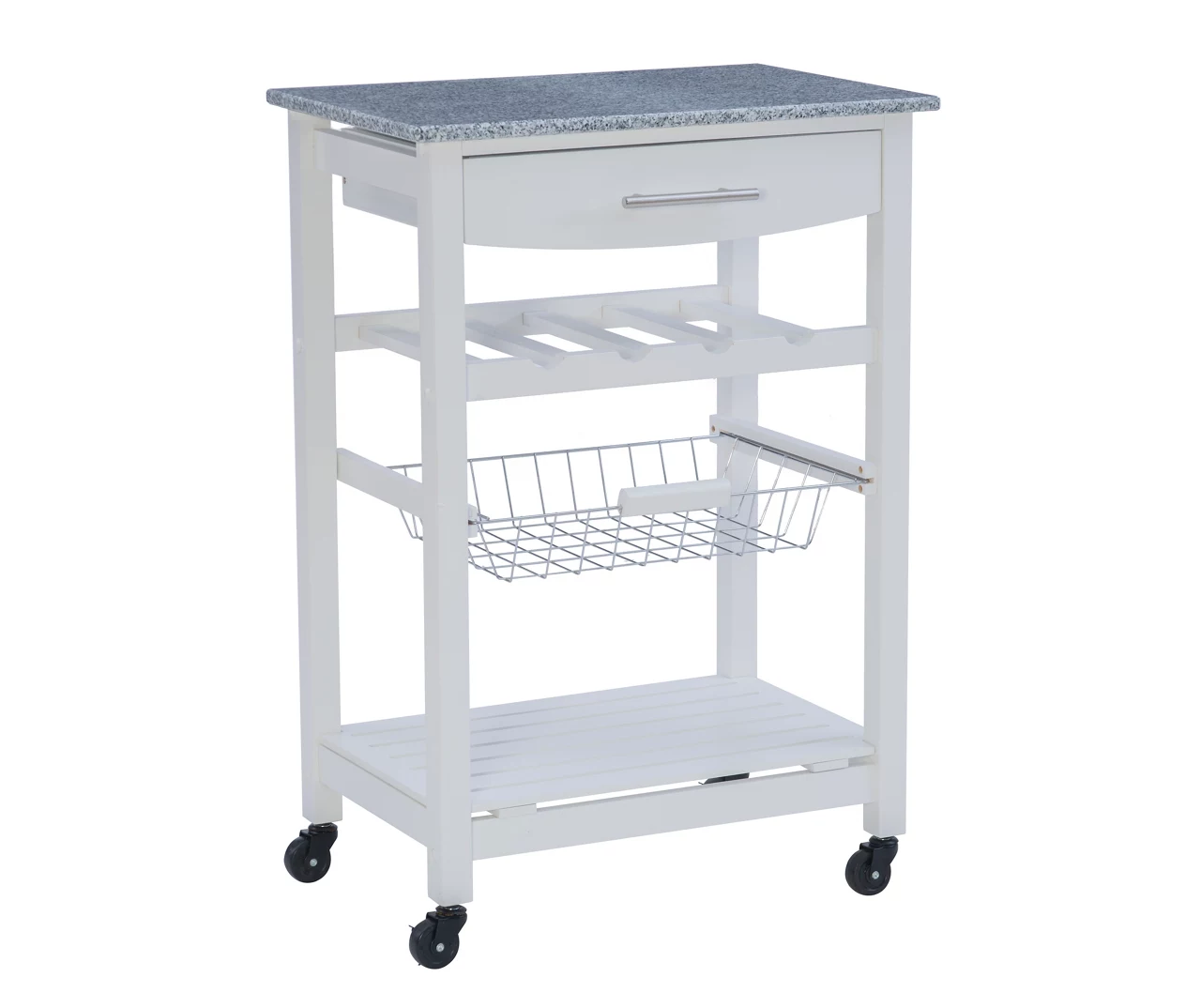 Smith Granite Top Kitchen Cart With Storage Basket 6 Smith Granite Top Kitchen Cart With Storage Basket - Image 4