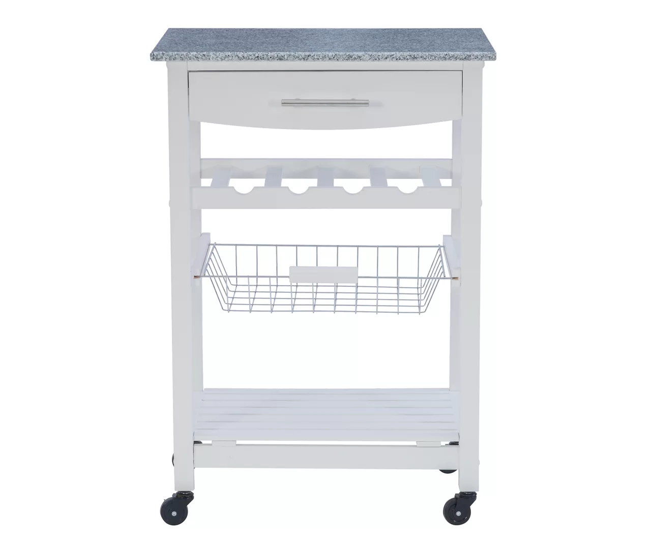 Smith Granite Top Kitchen Cart With Storage Basket 8 Smith Granite Top Kitchen Cart With Storage Basket - Image 6