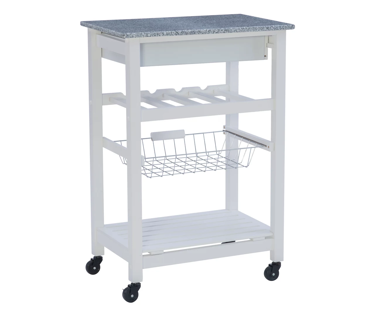 Smith Granite Top Kitchen Cart With Storage Basket 11 Smith Granite Top Kitchen Cart With Storage Basket - Image 9