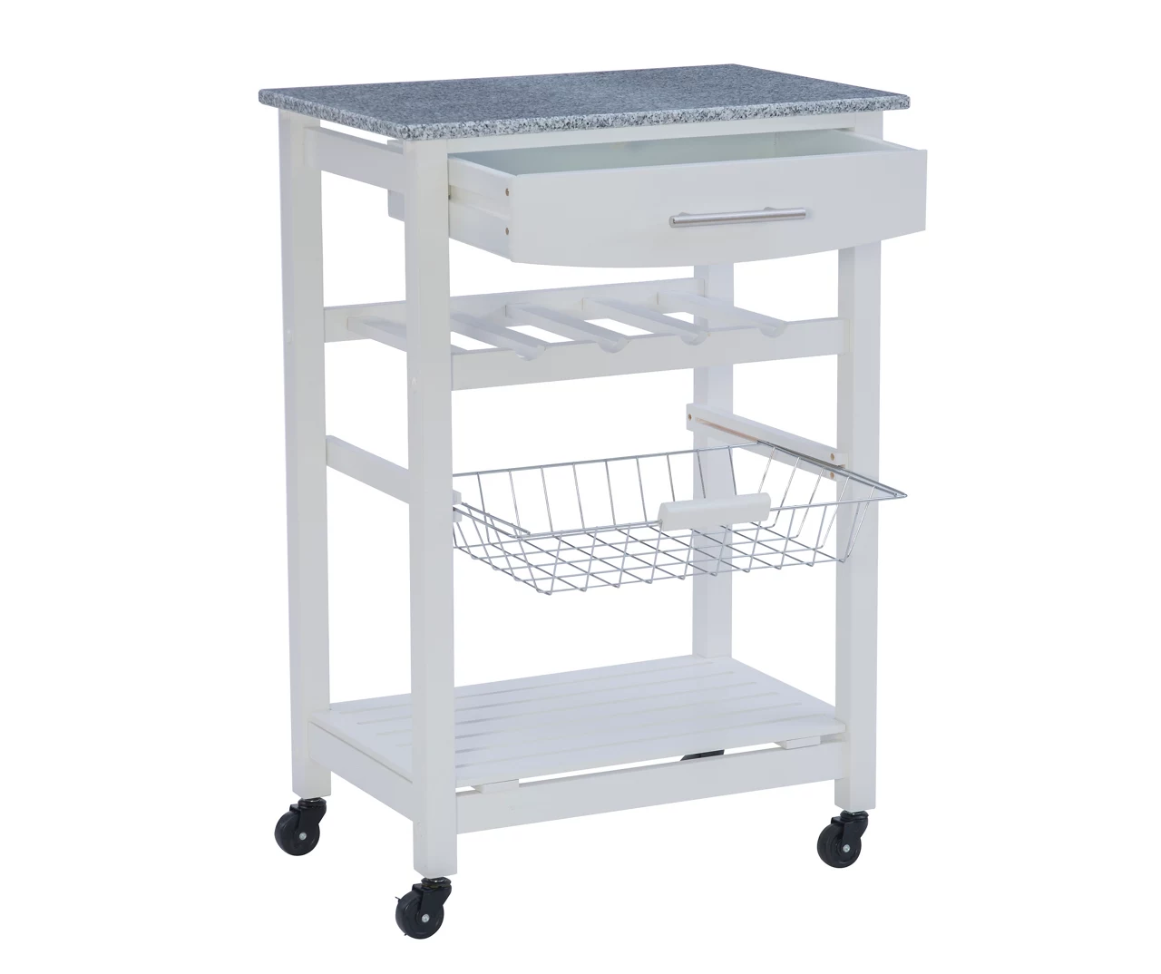 Smith Granite Top Kitchen Cart With Storage Basket 13 Smith Granite Top Kitchen Cart With Storage Basket - Image 11