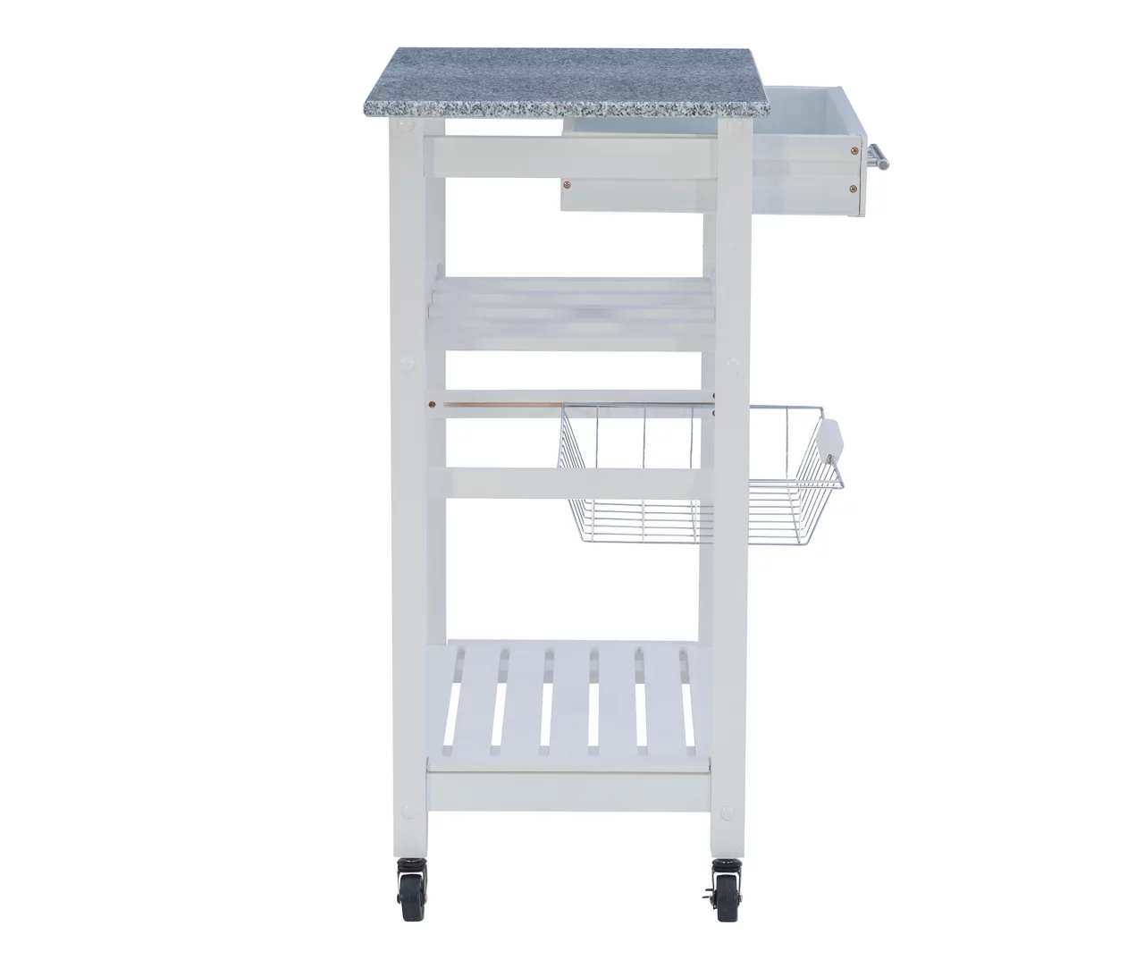 Smith Granite Top Kitchen Cart With Storage Basket 14 Smith Granite Top Kitchen Cart With Storage Basket - Image 12