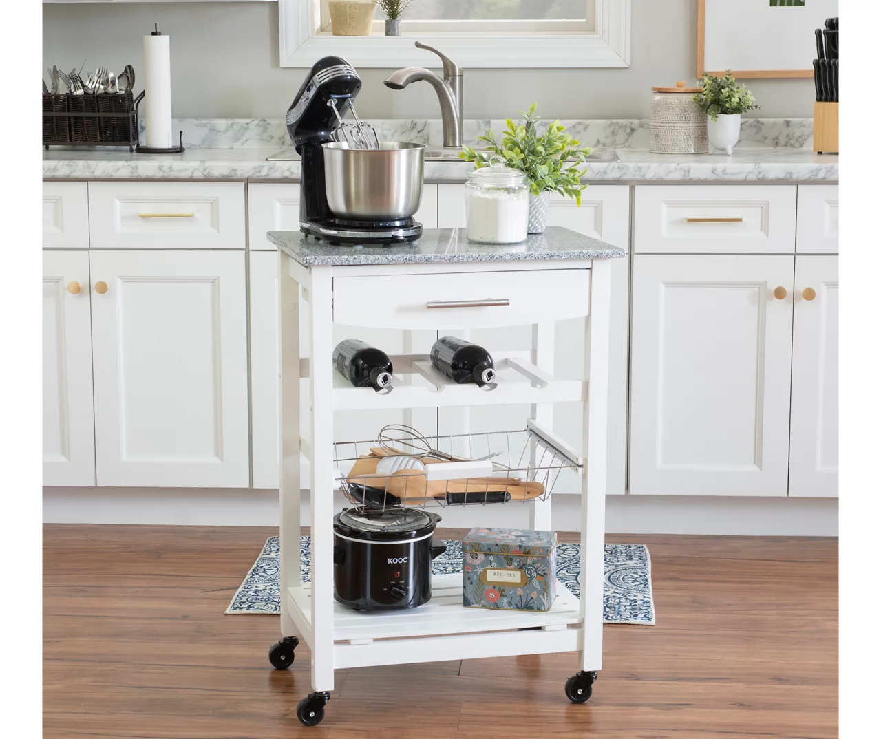 Smith Granite Top Kitchen Cart With Storage Basket 7 Smith Granite Top Kitchen Cart With Storage Basket - Image 5