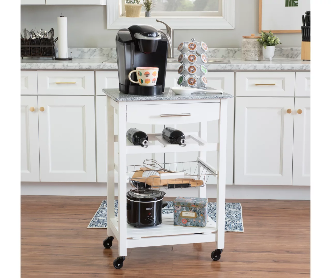 Smith Granite Top Kitchen Cart With Storage Basket 9 Smith Granite Top Kitchen Cart With Storage Basket - Image 7