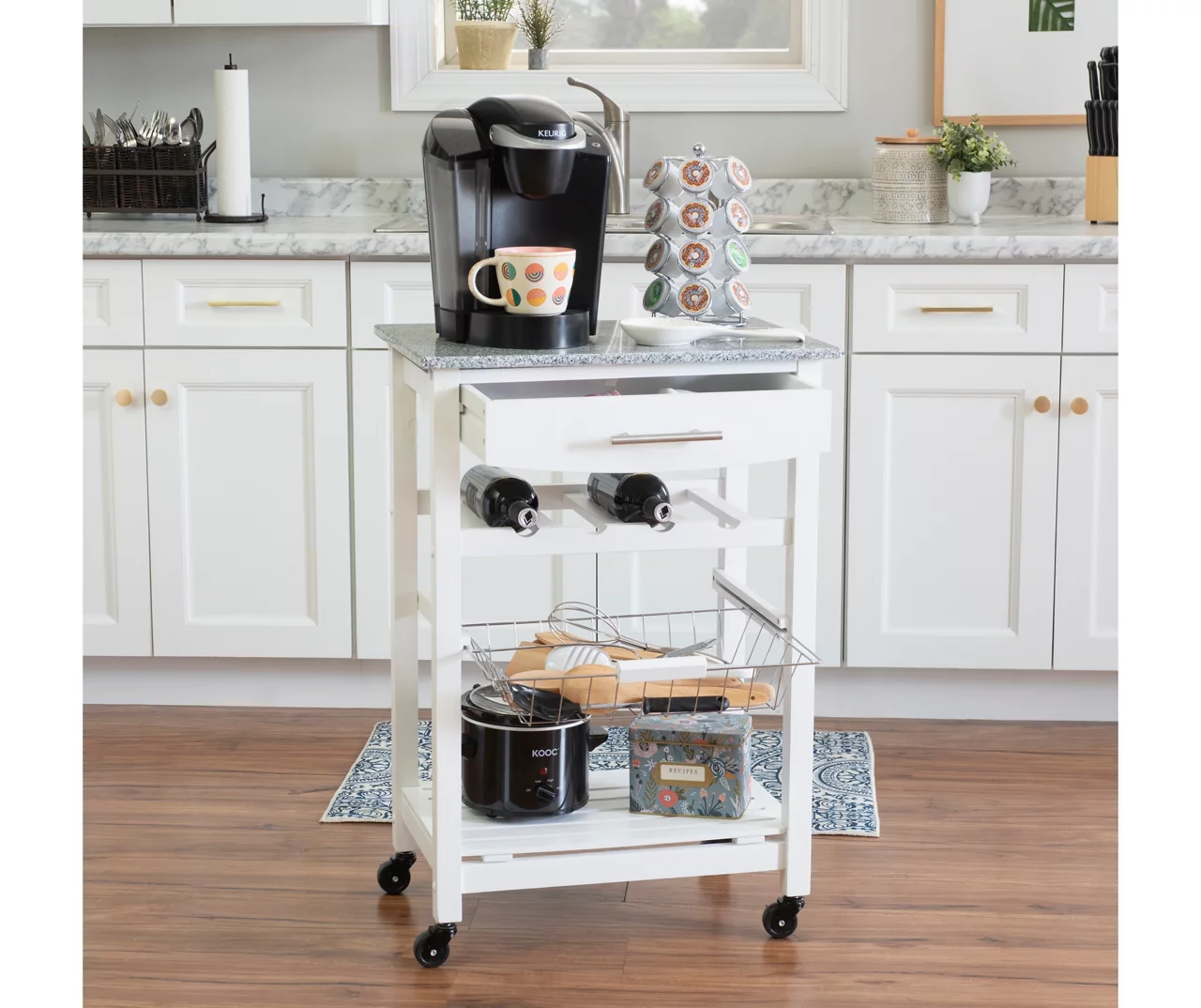 Smith Granite Top Kitchen Cart With Storage Basket 16 Smith Granite Top Kitchen Cart With Storage Basket - Image 14