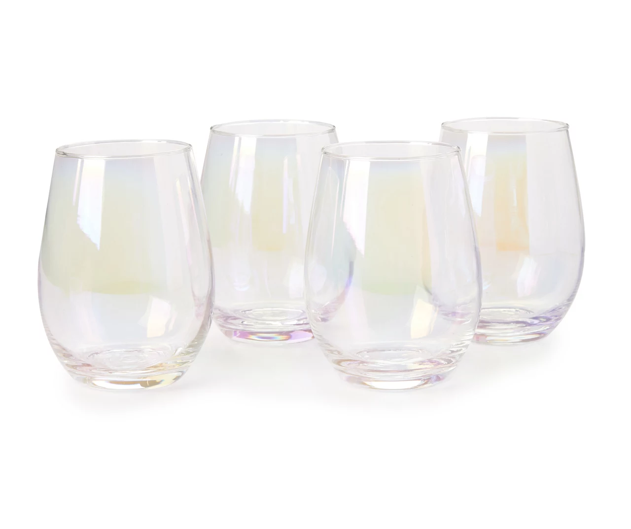 Radiance White Pearl 4-Piece Blue Luster Stemless Wine Glass Set 4 Radiance White Pearl 4-Piece Blue Luster Stemless Wine Glass Set - Image 2