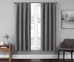 Anya Gray Blackout Rod Pocket Curtain Panel Pair, (63")