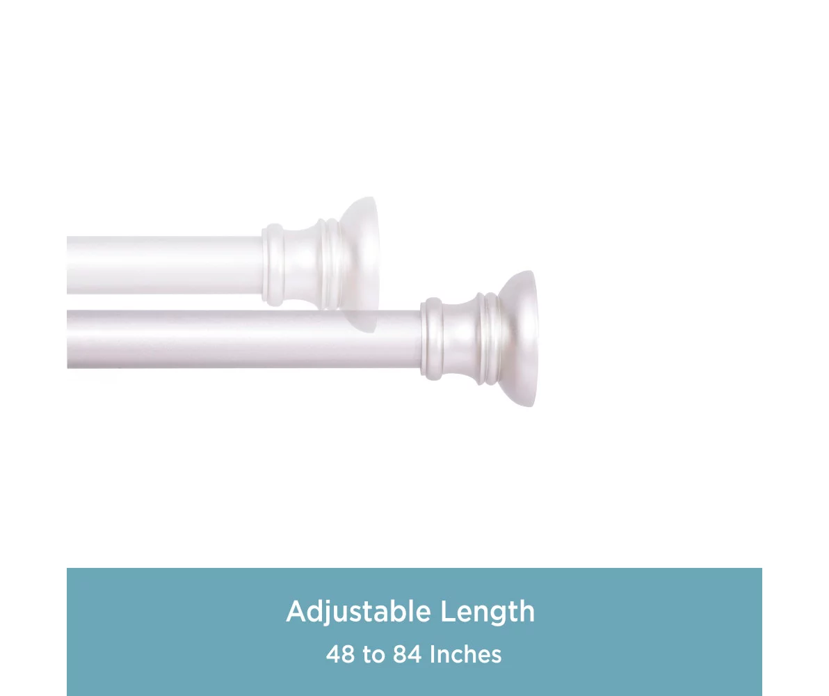 Brushed Nickel Nicholas Twist & Fit No Tools Tension Window Curtain Rod, (48" - 86") 6 Brushed Nickel Nicholas Twist & Fit No Tools Tension Window Curtain Rod, (48" - 86") - Image 4