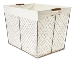 Chicken Wire Floor Bin With Linen Liner