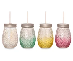 Pineapple Sippers 4-Piece Glassware Set