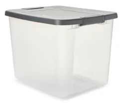 Gray 50-Quart Storage Shelf Tote