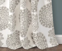 Evelyn Medallion Gray & White Room-Darkening Rod Pocket Curtain Panel Pair, (95") -Cheap Home Store 810468104 2