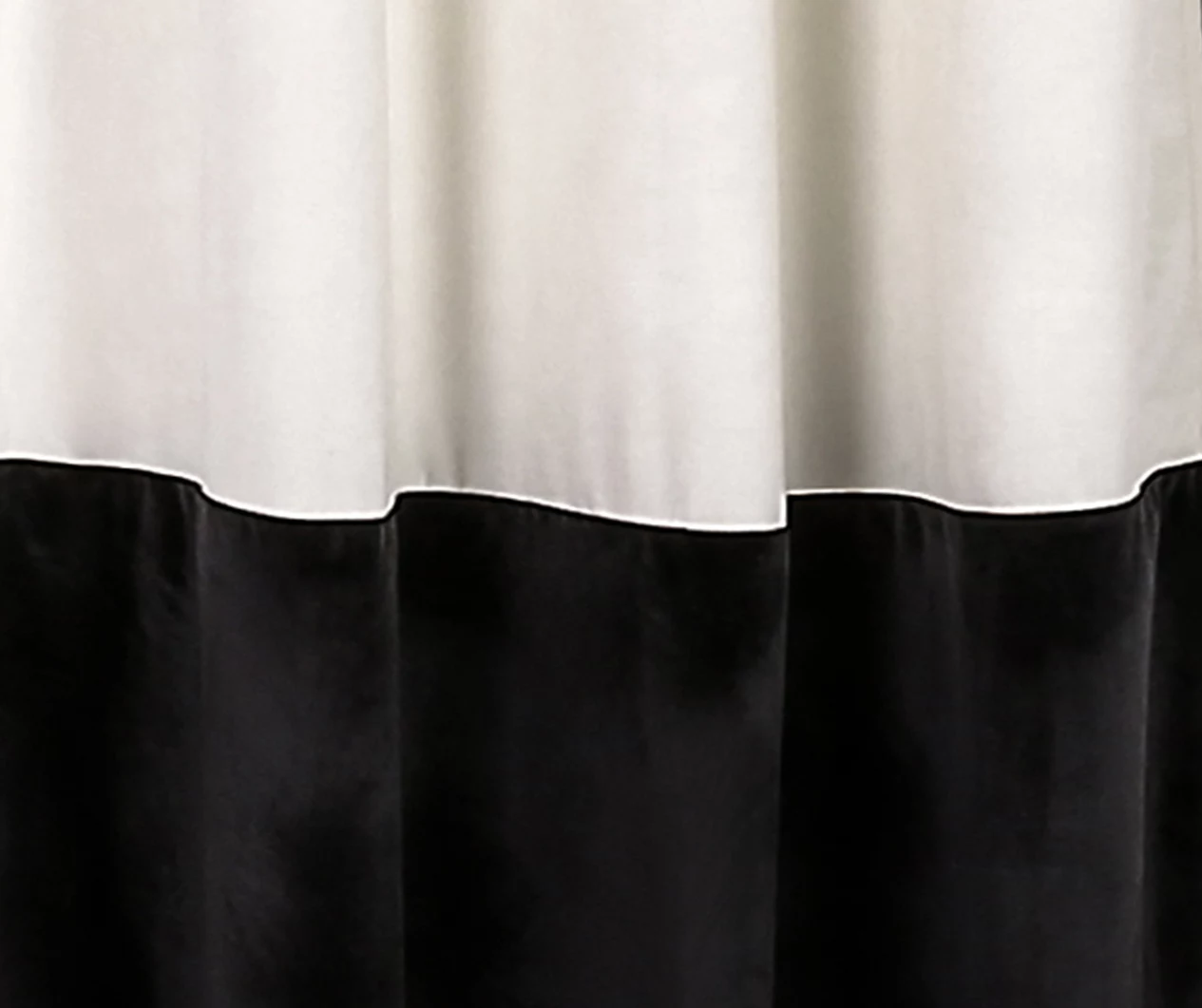 Prima Velvet Color Block White & Black Room-Darkening Grommet Curtain Panel Pair, (84") 5 Prima Velvet Color Block White & Black Room-Darkening Grommet Curtain Panel Pair, (84") - Image 3