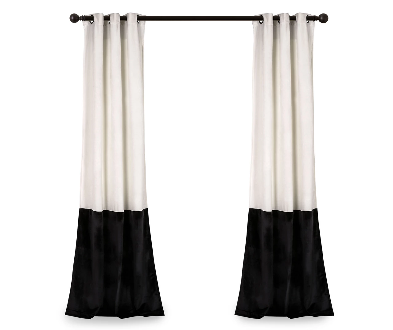 Prima Velvet Color Block White & Black Room-Darkening Grommet Curtain Panel Pair, (84") 9 Prima Velvet Color Block White & Black Room-Darkening Grommet Curtain Panel Pair, (84") - Image 7