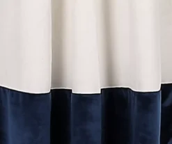 Prima Velvet Color Block White & Navy Room-Darkening Grommet Curtain Panel Pair, (84") -Cheap Home Store 810468152 2