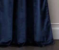 Prima Velvet Color Block White & Navy Room-Darkening Grommet Curtain Panel Pair, (84") -Cheap Home Store 810468152 3