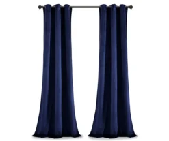 Prima Velvet Navy Room-Darkening Grommet Curtain Panel Pair, (95") -Cheap Home Store 810468170 6