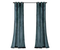 Prima Velvet Slate Blue Room-Darkening Grommet Curtain Panel Pair, (108") -Cheap Home Store 810468172 6