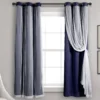 Lush Navy Blackout Grommet Curtain Panel Pair With Sheer Overlay, (63") -Cheap Home Store 810468195