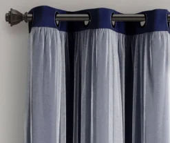 Lush Navy Blackout Grommet Curtain Panel Pair With Sheer Overlay, (63") -Cheap Home Store 810468195 4
