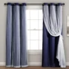 Lush Navy Blackout Grommet Curtain Panel Pair With Sheer Overlay, (84") -Cheap Home Store 810468196