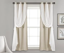 Lush Wheat Blackout Grommet Curtain Panel Pair With Sheer Overlay, (63") 11 Lush Wheat Blackout Grommet Curtain Panel Pair With Sheer Overlay, (63") -Cheap Home Store 810468202 2