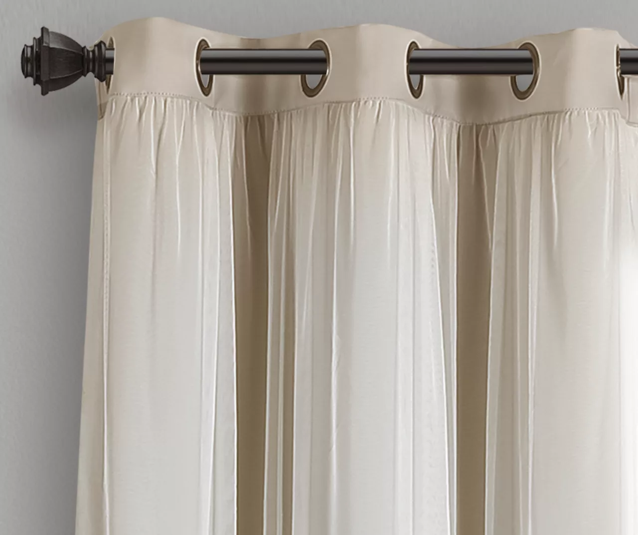 Lush Wheat Blackout Grommet Curtain Panel Pair With Sheer Overlay, (63") 7 Lush Wheat Blackout Grommet Curtain Panel Pair With Sheer Overlay, (63") - Image 5