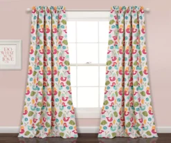 Mermaid Waves Green & Aqua Room-Darkening Rod Pocket Curtain Panel Pair, (84")