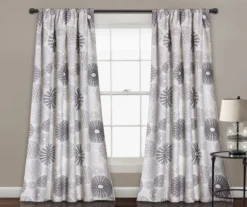 Circles Charcoal & Gray Room-Darkening Rod Pocket Curtain Panel Pair, (84")