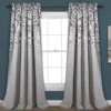 Weeping Flowers Gray Room-Darkening Rod Pocket Curtain Panel Pair, (95")