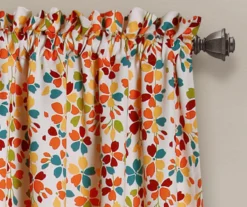 Weeping Flowers Turquoise & Tangerine Room-Darkening Rod Pocket Curtain Panel Pair, (95") -Cheap Home Store 810468239 1