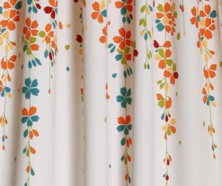 Weeping Flowers Turquoise & Tangerine Room-Darkening Rod Pocket Curtain Panel Pair, (95") -Cheap Home Store 810468239 2
