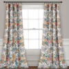 Sydney Blue & Yellow Floral Room-Darkening Rod Pocket Curtain Panel Pair, (84")