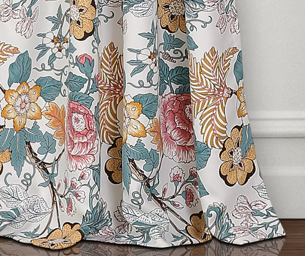 Sydney Blue & Yellow Floral Room-Darkening Rod Pocket Curtain Panel Pair, (84") 5 Sydney Blue & Yellow Floral Room-Darkening Rod Pocket Curtain Panel Pair, (84") - Image 3