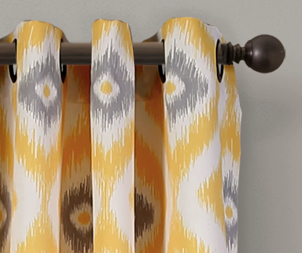 Diamond Ikat Yellow & Gray Room-Darkening Grommet Curtain Panel Pair, (84") 4 Diamond Ikat Yellow & Gray Room-Darkening Grommet Curtain Panel Pair, (84") - Image 2