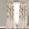 Bird Breeze Orange & Aqua Room-Darkening Rod Pocket Curtain Panel Pair, (84") -Cheap Home Store 810468352