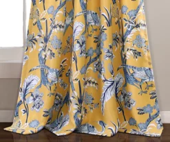 Dolores Yellow & Blue Floral Room-Darkening Rod Pocket Curtain Panel Pair, (95") -Cheap Home Store 810468409 3