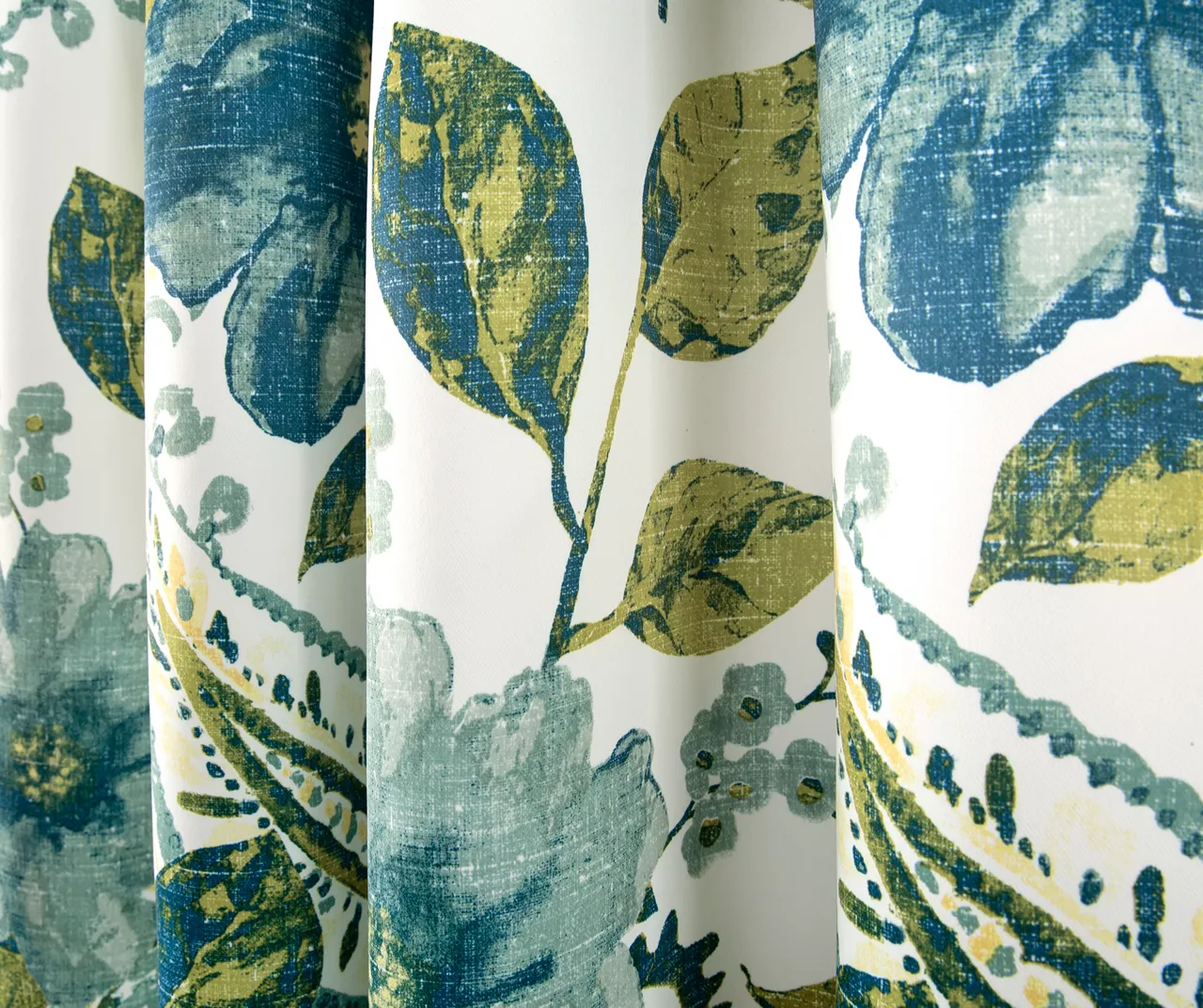 Floral Paisley Blue & Green Room-Darkening Grommet Curtain Panel Pair, (63") 5 Floral Paisley Blue & Green Room-Darkening Grommet Curtain Panel Pair, (63") - Image 3