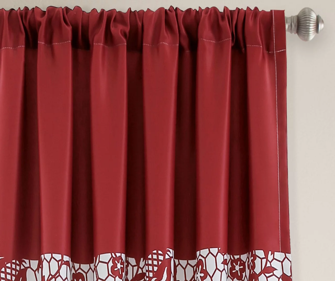 Estate Garden Red & White Room-Darkening Rod Pocket Curtain Panel Pair, (84") 4 Estate Garden Red & White Room-Darkening Rod Pocket Curtain Panel Pair, (84") - Image 2