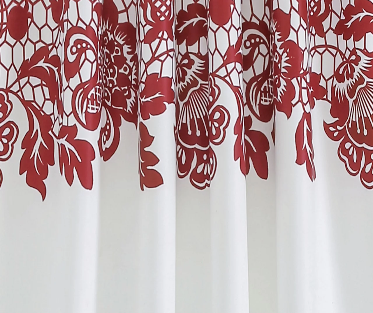 Estate Garden Red & White Room-Darkening Rod Pocket Curtain Panel Pair, (84") 5 Estate Garden Red & White Room-Darkening Rod Pocket Curtain Panel Pair, (84") - Image 3