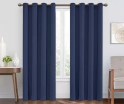 Round & Round Navy Blackout Grommet Curtain Panel, (108")
