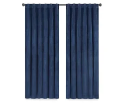 Harper Navy Velvet Blackout Rod Pocket Curtain Panel, (95") -Cheap Home Store 810474869 4