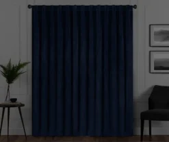 Harper Navy Velvet Blackout Rod Pocket Curtain Panel, (95") -Cheap Home Store 810474869 6